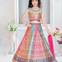 JAY NAGNATH FAB Girls Printed Tie and Dye Ready to Wear Lehenga & Blouse With Dupatta-image-64