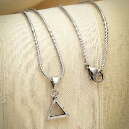 Sanjog Unisex Silver-Plated Trangle Pendent With Chain-image-28