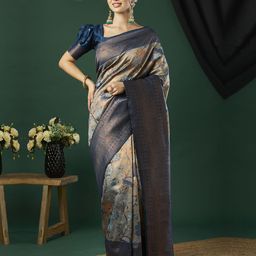 HERE&NOW Floral Woven Design Zari Pure Silk Banarasi Saree-picture-20
