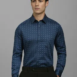 Louis Philippe Men Classic Slim Fit Spread Collar Floral Printed Cotton Formal Shirt-picture-3