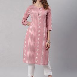 KALINI Animal Printed Pure Cotton Straight Kurta-image-69