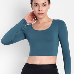 So What Full Sleeves Sports Crop Top With Tights-picture-11
