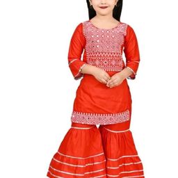 Zenat Girls Red Kurta Sets-image-121