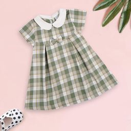 MeeMee Checked Peter Pan Collar Fit & Flare Dress-22