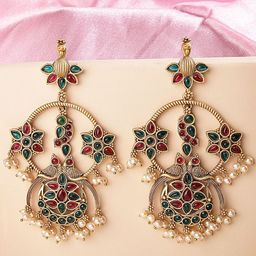KARATCART Gold Plated Kundan Drop Earrings-37