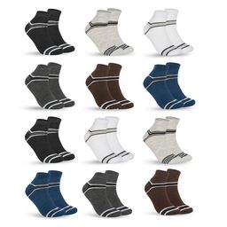 Sjeware Unisex Pack Of 12 Striped Ankle-Length Socks-11