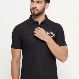 RENUOVO Men Polo Collar Applique T-shirt-image-98