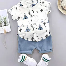 WINSWORLD ENTERPRISE Boys Printed Short Sleeves Shirt With Shorts-30