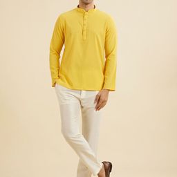 Manyavar Woven Design Mandarin Short Straight Kurta-picture-7