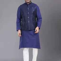 Nawaz's Kurta Embellished Mandarin Collar Neck Woven Nehru Jacket-picture-51