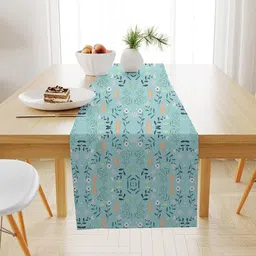 STITCHNEST Blue & Yellow Floral Printed Table Runner-55