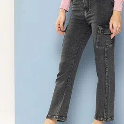 BAESD Girl Comfort Mid-Rise Clean Look Heavy Fade Relaxed Fit Stretchable Jeans-image-39