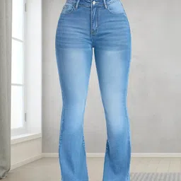 THIRD QUADRANT Women Jean Bootcut High-Rise Light Fade Stretchable Jeans-image-57