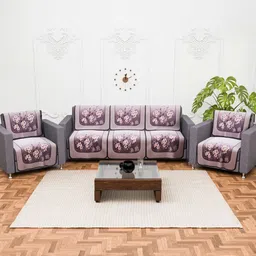 RUBOXA Purple & Black 10 Pieces Printed Cotton Sofa Covers-picture-35