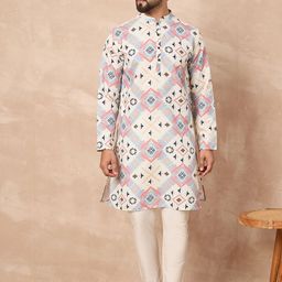 Prakatha Men Geometric Printed Kurta with Pyjama-10