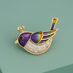Kushal's Fashion Jewellery Gold-Plated Zircon Studded Birds Shape Saree Brooch Clip-image-11