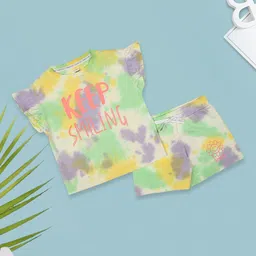MeeMee Girls Dyed T-shirt With Shorts-image-38