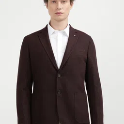 Tommy Hilfiger Single-Breasted Basket Weave Tweed Blazers-image-56