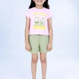 KiddoPanti Girls Printed Pure Cotton T-shirt With Shorts-picture-39
