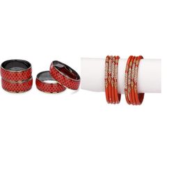 SOMIL Set Of 12 Red Glass Artificial Stones Bangles-picture-34