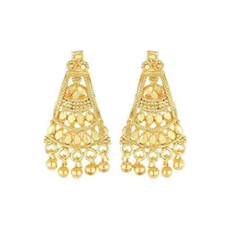 DIVASTRI Gold-Plated Artificial Beaded Contemporary Shaped Drop Earrings-14