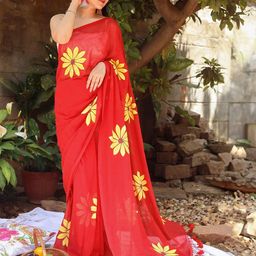 SILKWEAR Women Floral Printed Pure Linen Saree-image-73
