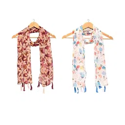 StoleVilla Women's Printed Designer Chiffon Stoles and Scarf (Multicolor) - Pack of 6-5