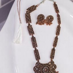 Jolly Faces Copper-Plated Stone Studded & Beaded Jewellery Set-image-62