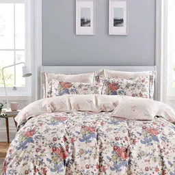 Trance Home Linen Printed 180TC Cotton King Fitted Bedsheet with 1 Pillow Covers-image-73