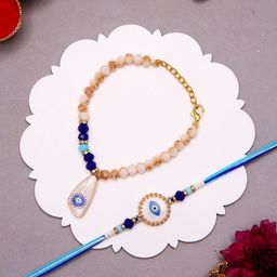 Aapno Rajasthan Beaded Bhaiya Bhabi Rakhi With Roli Chawal & Greeting Card-image-23