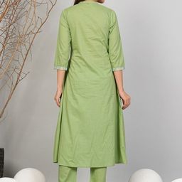 MF Hayat Floral Embroidered Pleated Thread Work Pure Cotton Kurta with Trousers & Dupatta-picture-33