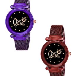 Gopal Shopcart Unisex Dial & Bracelet Analogue Watch Queen Purple Red Maganet-image-55