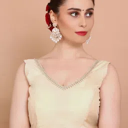 SALWAR STUDIO Embroidered V-Neck Saree Blouse-22