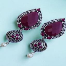LAXMIT Silver-Plated Jhumkas Earrings-image-95