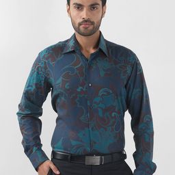 Raymond Men Spread Collar Floral Printed Cotton Formal Shirt-picture-48