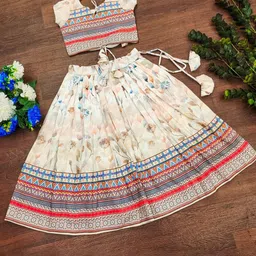 BAESD Girls Printed Foil Print Ready to Wear Lehenga & Blouse With Dupatta-11