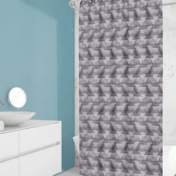 ArtzFolio Grey and Black Geometric Printed Waterproof Shower Curtain-2