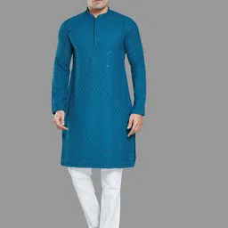 DIVISIVE Men Floral Embroidered Regular Kurta with Pyjamas-47