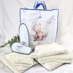 Cortina Beige & White Microfiber 350 GSM Towel Set-image-58