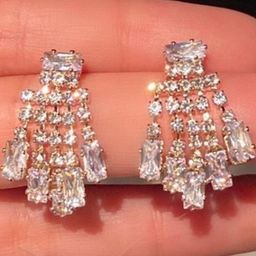 Estailo fashion Silver Plated Artificial Stones Studded Contemporary Drop Earrings-image-70