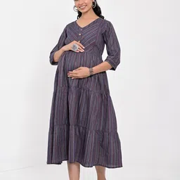 Negen Maternity Fit & Flare Maxi Dress-picture-35