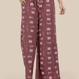 Esplendido Printed Pure Cotton Mid-Rise Wide-Leg Lounge Pants-picture-45