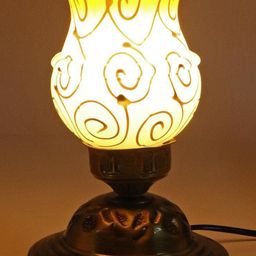 SOMIL Gold-Toned Printed Glass Cylindrical Shaped Table Lamp-image-78