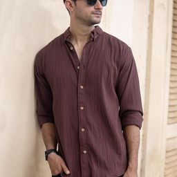 Powerlook Men Textured Button-Down Collar Cotton Casual Shirt-image-47