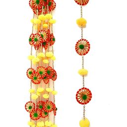 Sellplus Yellow & Red Set Of 6 Pompom Toran-58