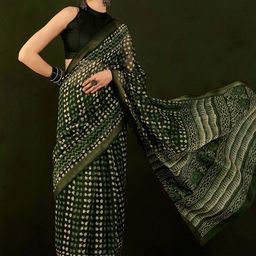 KALINI Ethnic Motifs Zari Saree With Matching Blouse-37