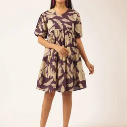 Vbuyz Floral Printed Gathered or Pleated Fit and Flare Dresses-image-27