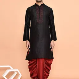 Arihant Rai Sinha Men Yoke Design Regular Thread Work Kurta with Dhoti Pants-15