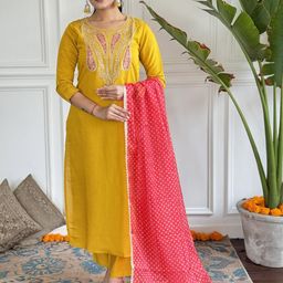 URMIR FASHION Mustard Viscose Rayon Kurta Sets-image-36