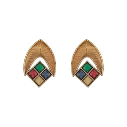 Saraf RS Jewellery Rhodium Plated Artificial Stones Studded Oxidised Contemporary Studs image 4